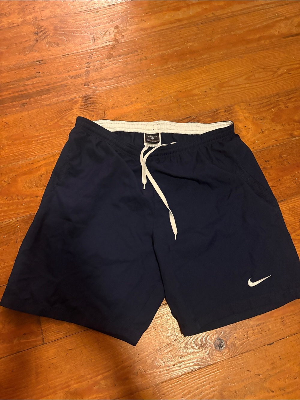 Nike Dri-Fit Men’s Navy Athletic Shorts with White Drawstring